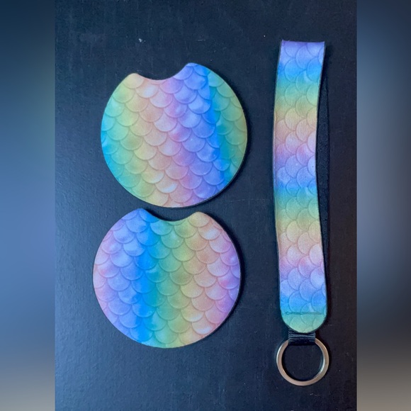 Mermaid Car Coaster & Keychain Set | Car Accessories - Picture 4 of 11